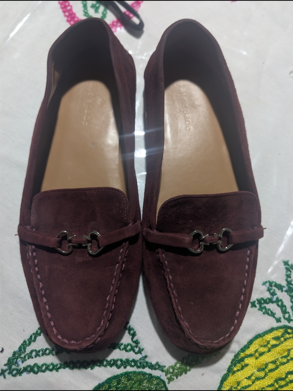 Kate Spade Women's Suede Bit Loafers in Burgundy
